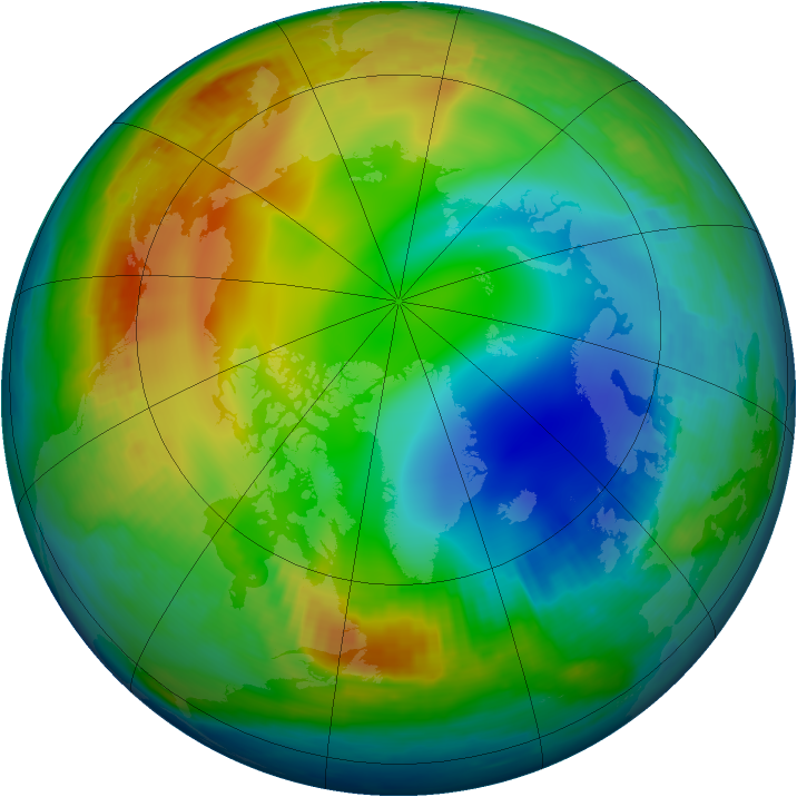 Arctic ozone map for 15 December 1997